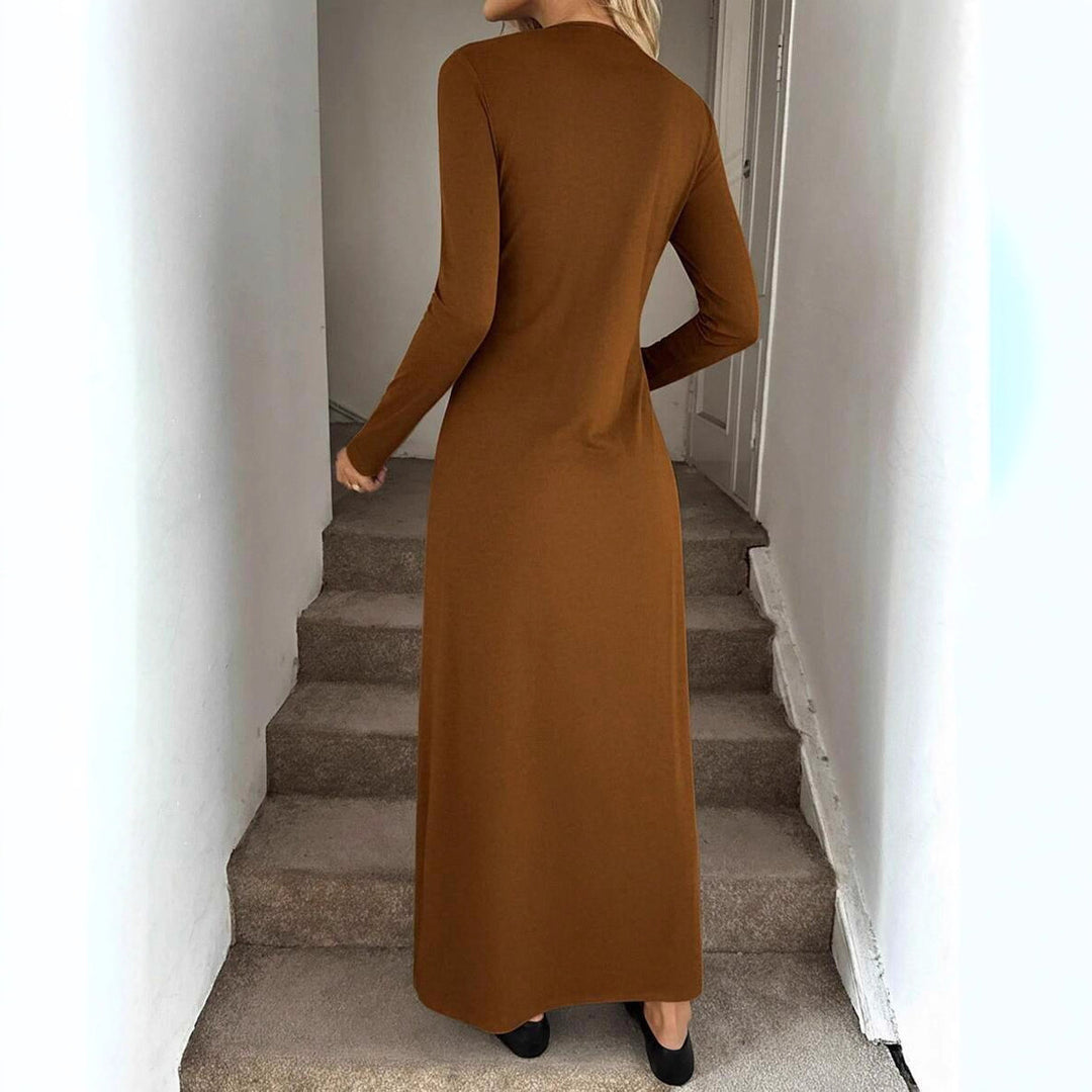 Dame Maxi-klänning med knapplist och långärmad design Mirla-Eva Jonsson