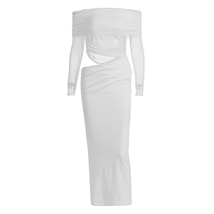 Dame Maxi-klänning med off-shoulder design och elegant drapering Mirla-Eva Jonsson