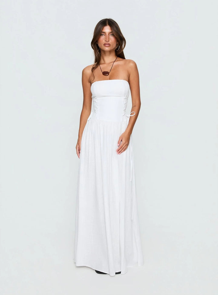 Dame Maxi-klänning med off-shoulder design och sidofliksdetaljer Mirla-Eva Jonsson