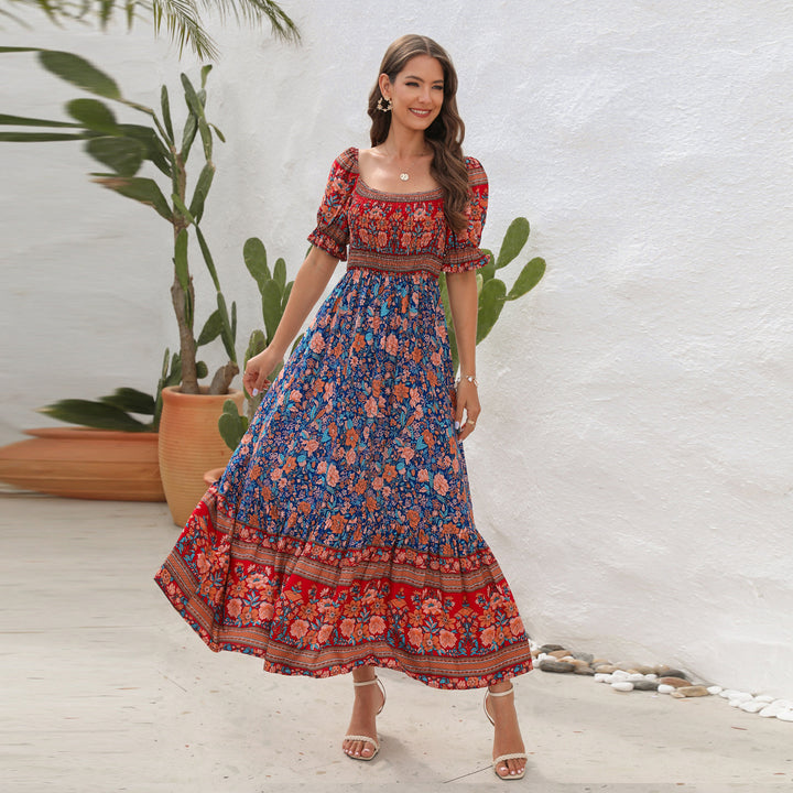 Dame Maxi-klänning med off-shoulder passform och blommönster Mirla-Eva Jonsson