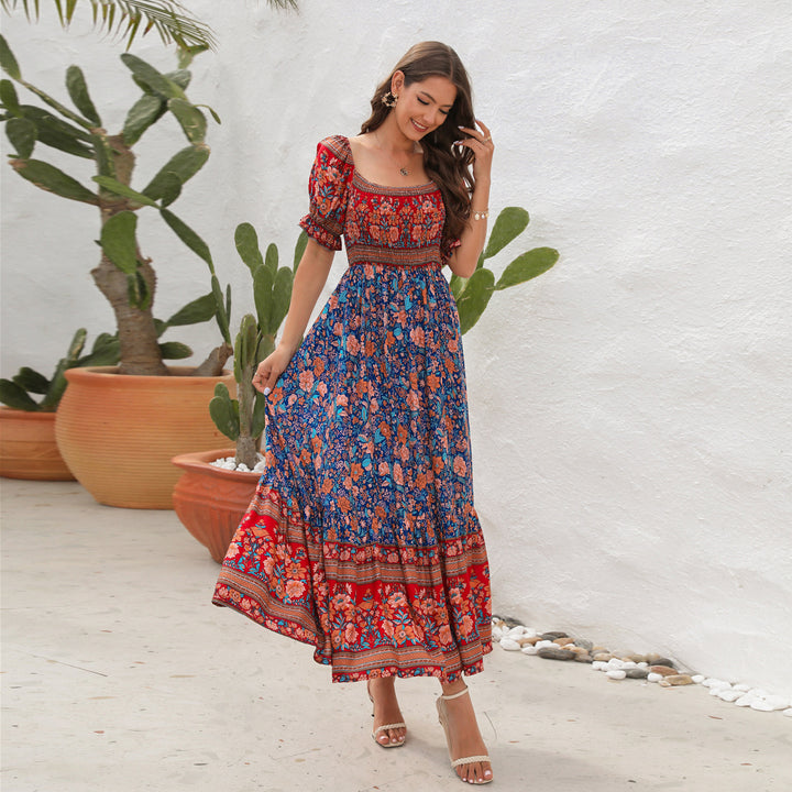 Dame Maxi-klänning med off-shoulder passform och blommönster Mirla-Eva Jonsson