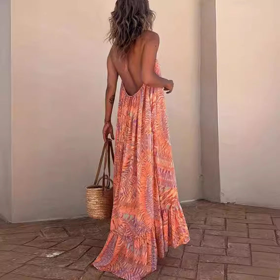 Dame Maxi sommarklänning med volanger Mirla-Eva Jonsson