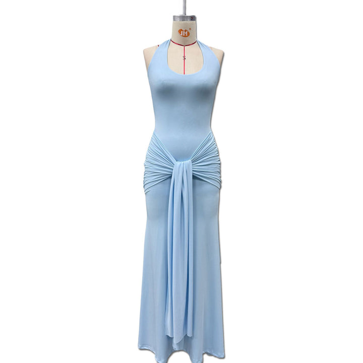 Dame Maxikjol med elegant halterneck och raffinerade draperingar Mirla-Eva Jonsson