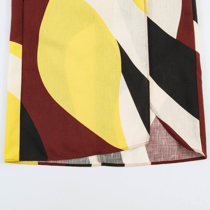 Dame Maxikjol med färggrafikdesign och elegant drapering Mirla-Eva Jonsson
