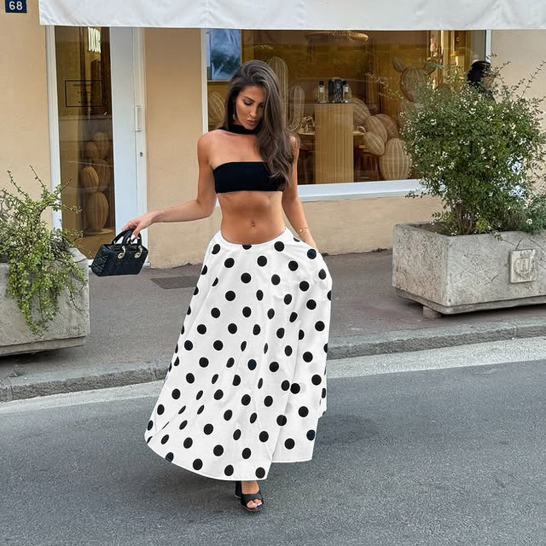 Dame Maxikjol med iögonfallande polka dot-mönster och voluminös passform Mirla-Eva Jonsson