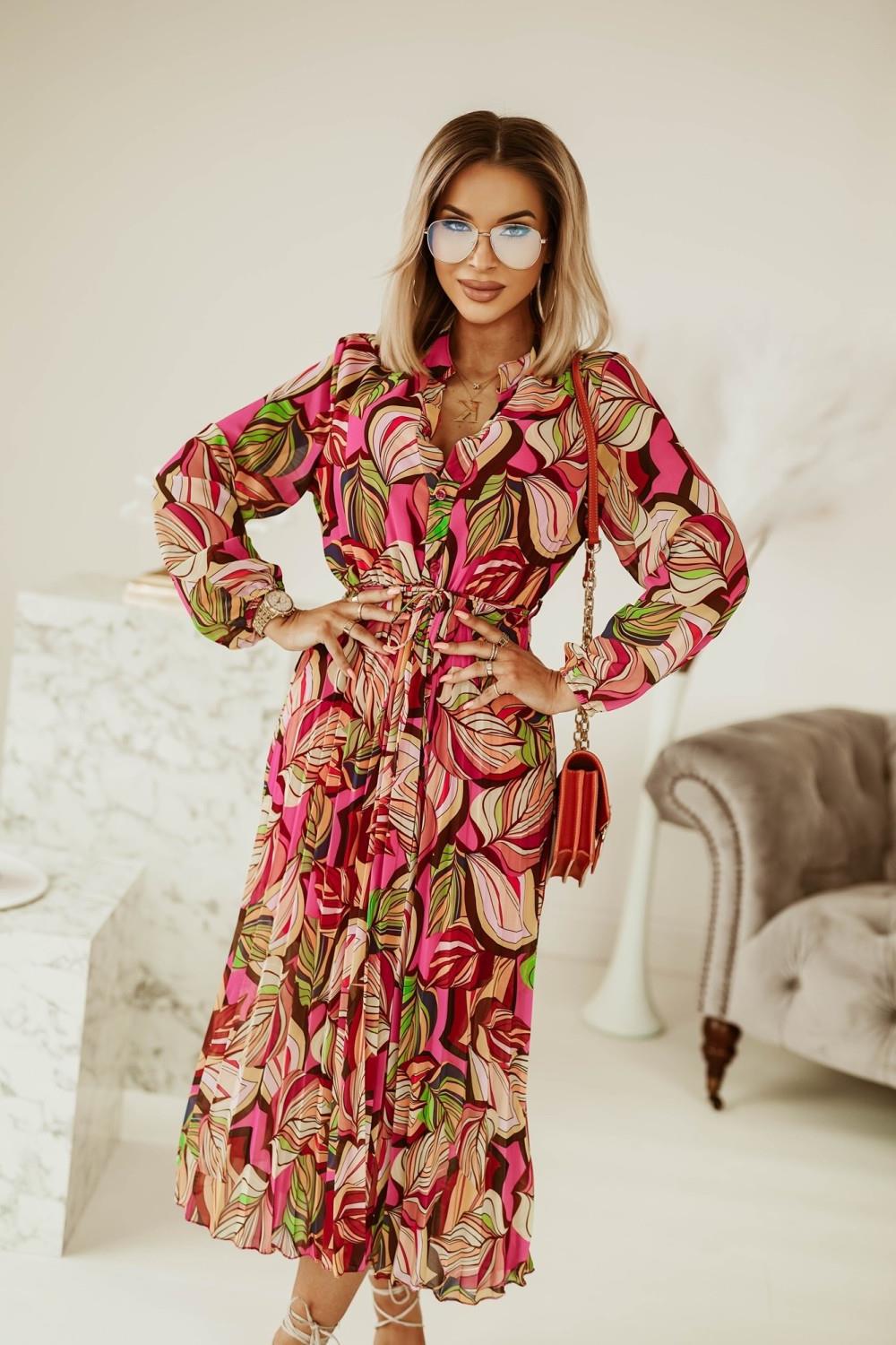 Dame Maxikjol med kreativt blommönster och midjebälte Eva Jonsson-Eva Jonsson