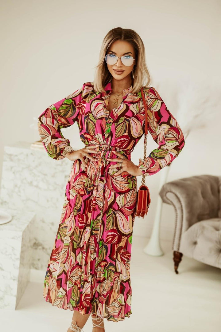 Dame Maxikjol med kreativt blommönster och midjebälte Eva Jonsson-Eva Jonsson