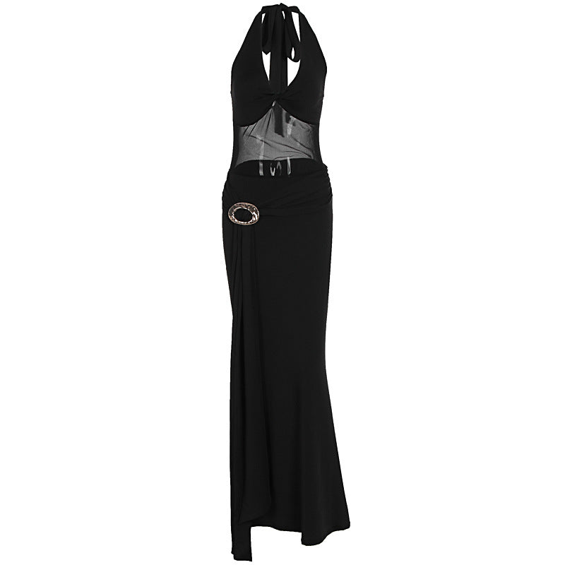 Dame Maxikjol med raffinerad inwrapdesign och elegant halterhals Mirla-Eva Jonsson