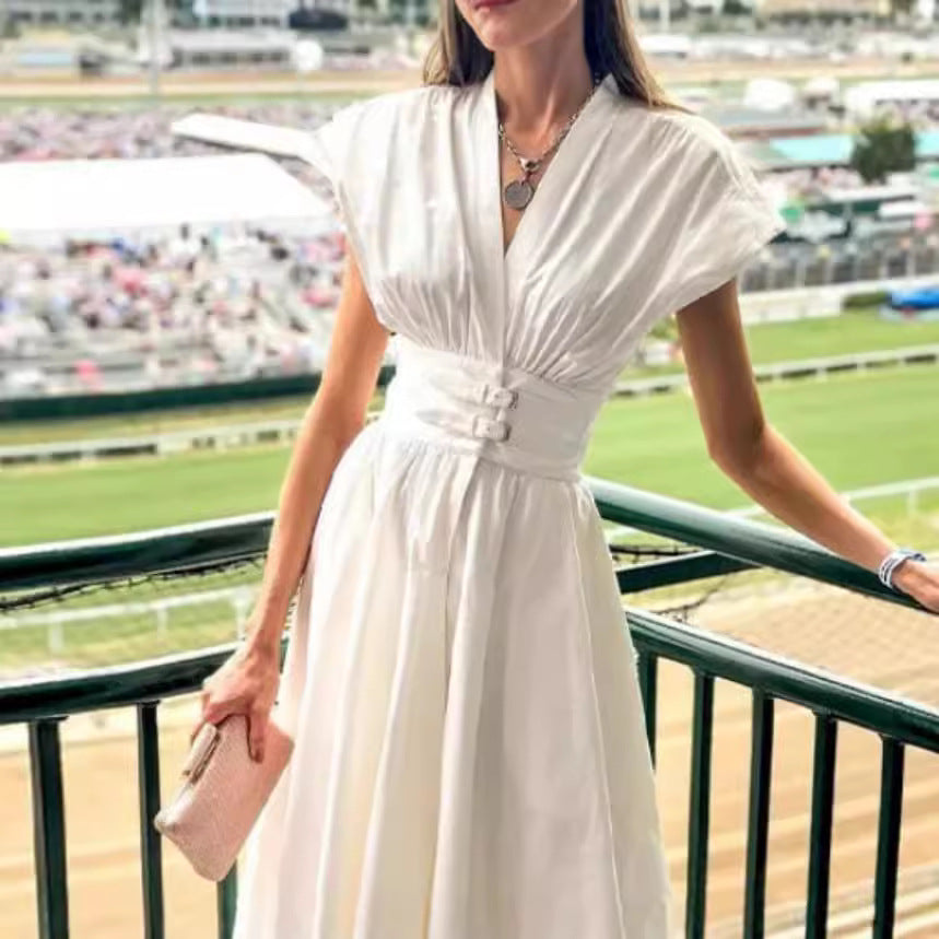 Dame Maxikläd i tidlös skärning med förkortad överdel och elegant midjeaccent Eva Jonsson-Eva Jonsson
