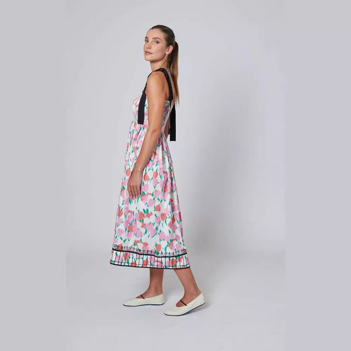 Dame Maxiklänning med blommig tryck och elastisk topp Mirla-Eva Jonsson