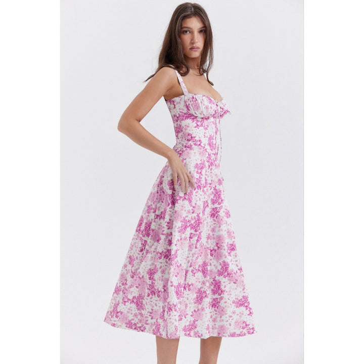 Dame Maxiklänning med blommönster och elegant slits Mirla-Eva Jonsson