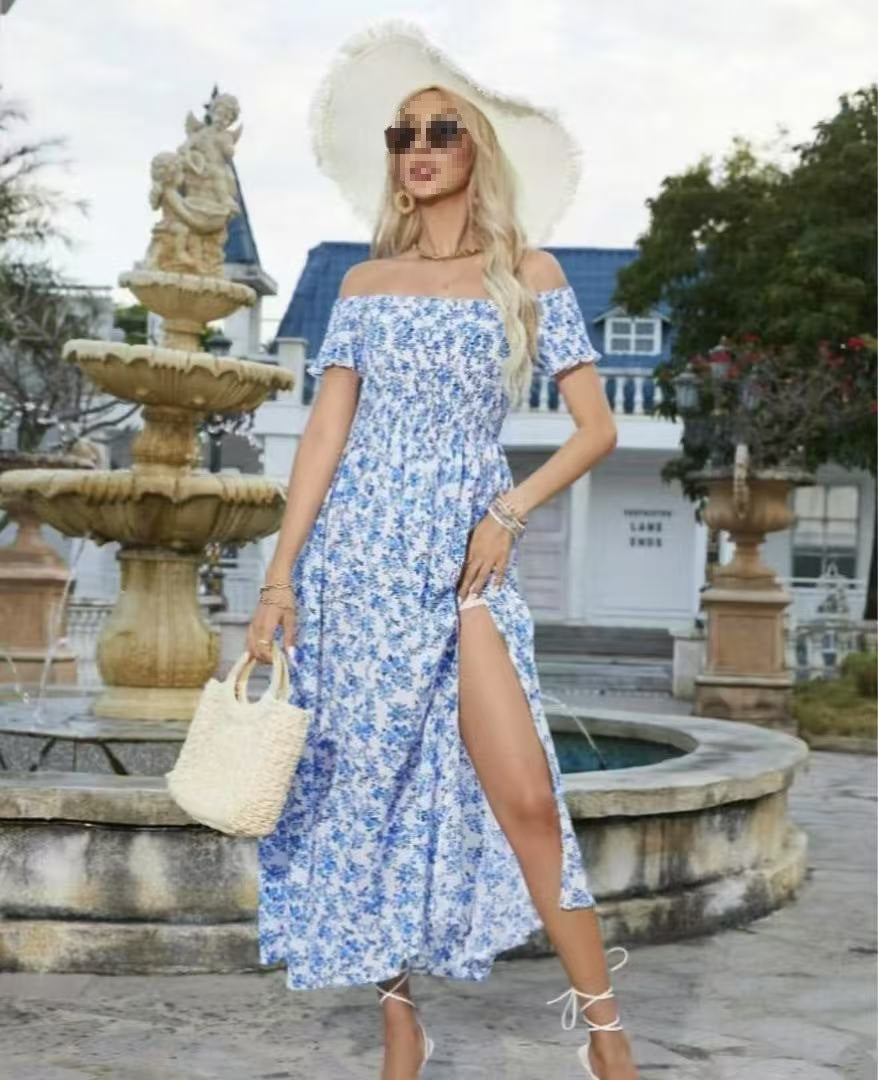 Dame Maxiklänning med off-shoulder silhuett och blommig design Mirla-Eva Jonsson