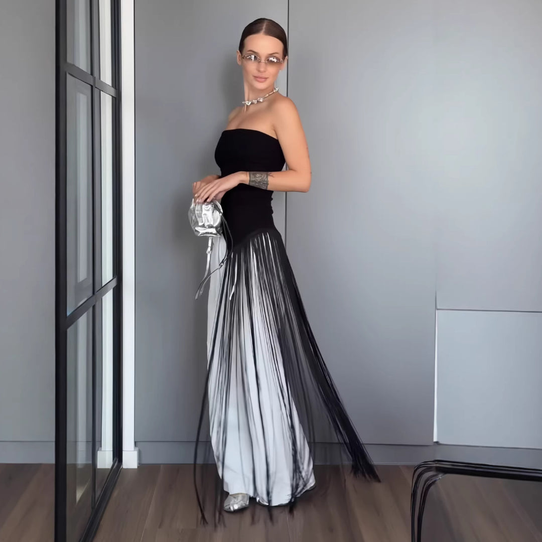 Dame Maxiklänning med skimrande fransdesign Mirla-Eva Jonsson