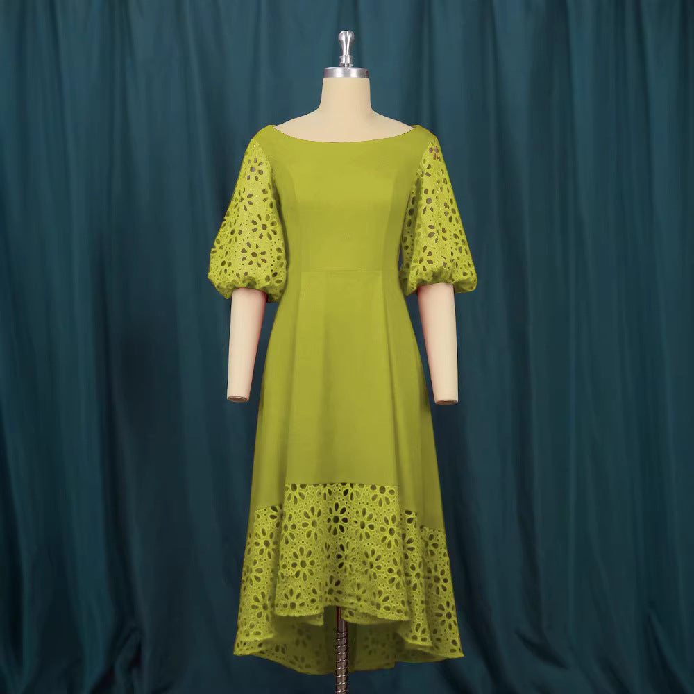 Dame Midi-klänning med eleganta hålmönster-detaljer Mirla-Eva Jonsson
