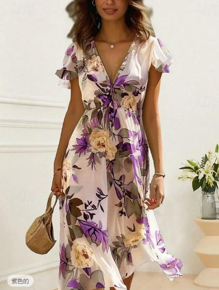 Dame Midikläd med blommig design Mirla-Eva Jonsson
