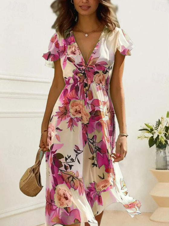 Dame Midikläd med blommig design Mirla-Eva Jonsson