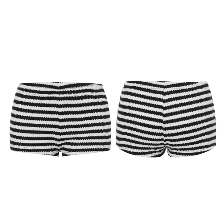 Dame Mini Shorts med randigt stickmönster Mirla-Eva Jonsson