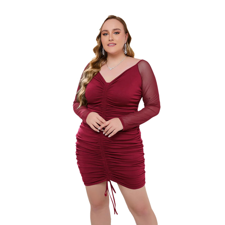 Dame Mini Wrap Dress with Gathering and Transparent Sleeves Mirla-Eva Jonsson
