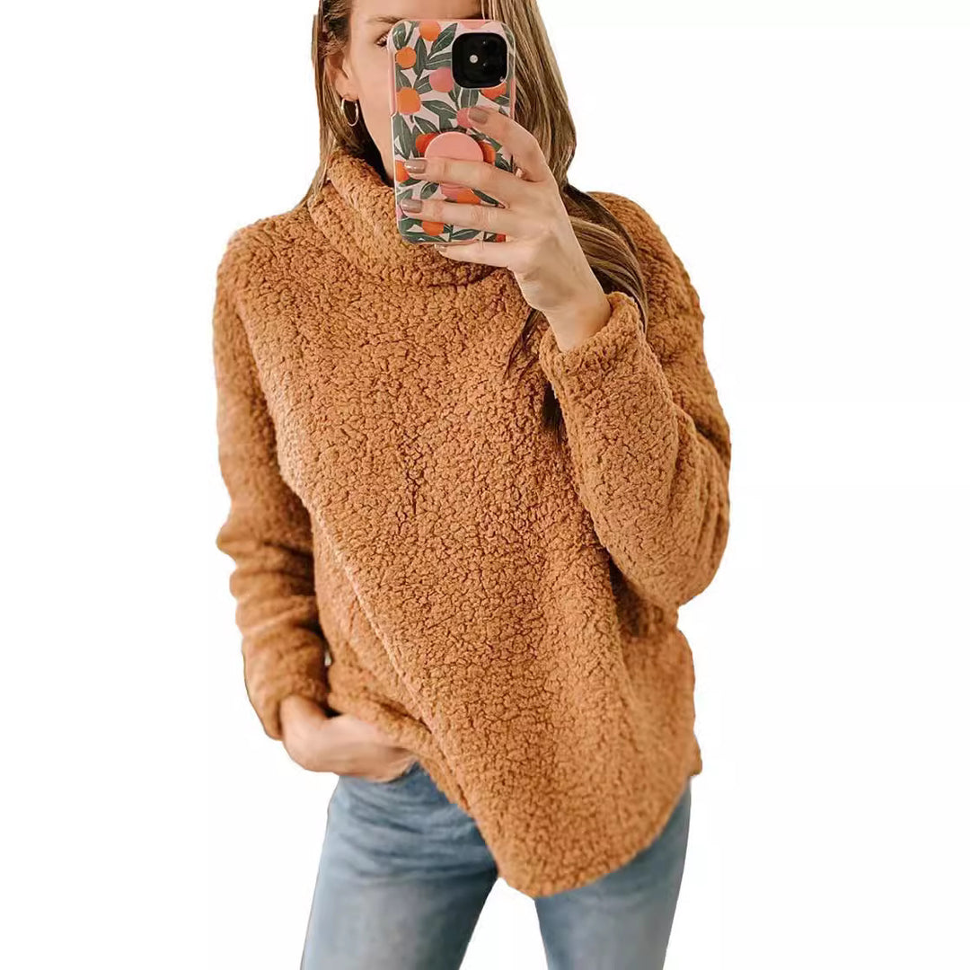 Dame Mjuk Fleece-tröja med hög krage och sidofickor Mirla-Eva Jonsson