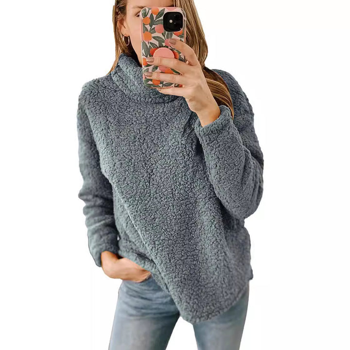 Dame Mjuk Fleece-tröja med hög krage och sidofickor Mirla-Eva Jonsson