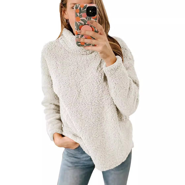 Dame Mjuk Fleece-tröja med hög krage och sidofickor Mirla-Eva Jonsson