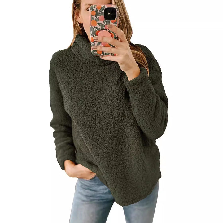 Dame Mjuk Fleece-tröja med hög krage och sidofickor Mirla-Eva Jonsson