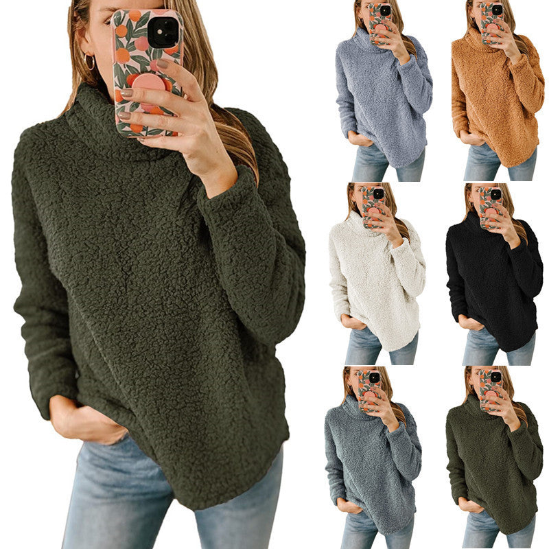 Dame Mjuk Fleece-tröja med hög krage och sidofickor Mirla-Eva Jonsson