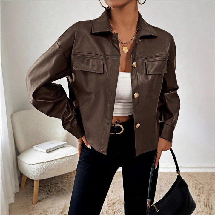Dame Mode Konstläderjacka i Oversized-stil Mirla-Eva Jonsson