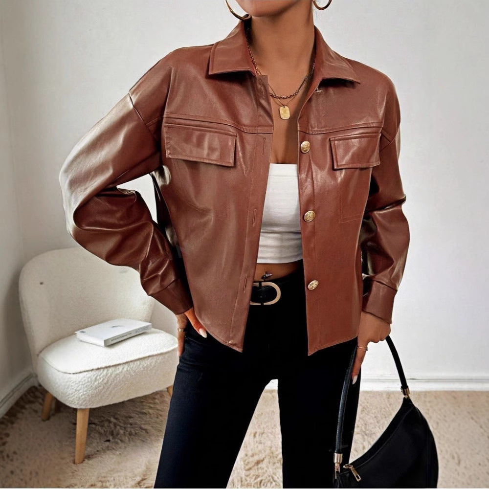 Dame Mode Konstläderjacka i Oversized-stil Mirla-Eva Jonsson
