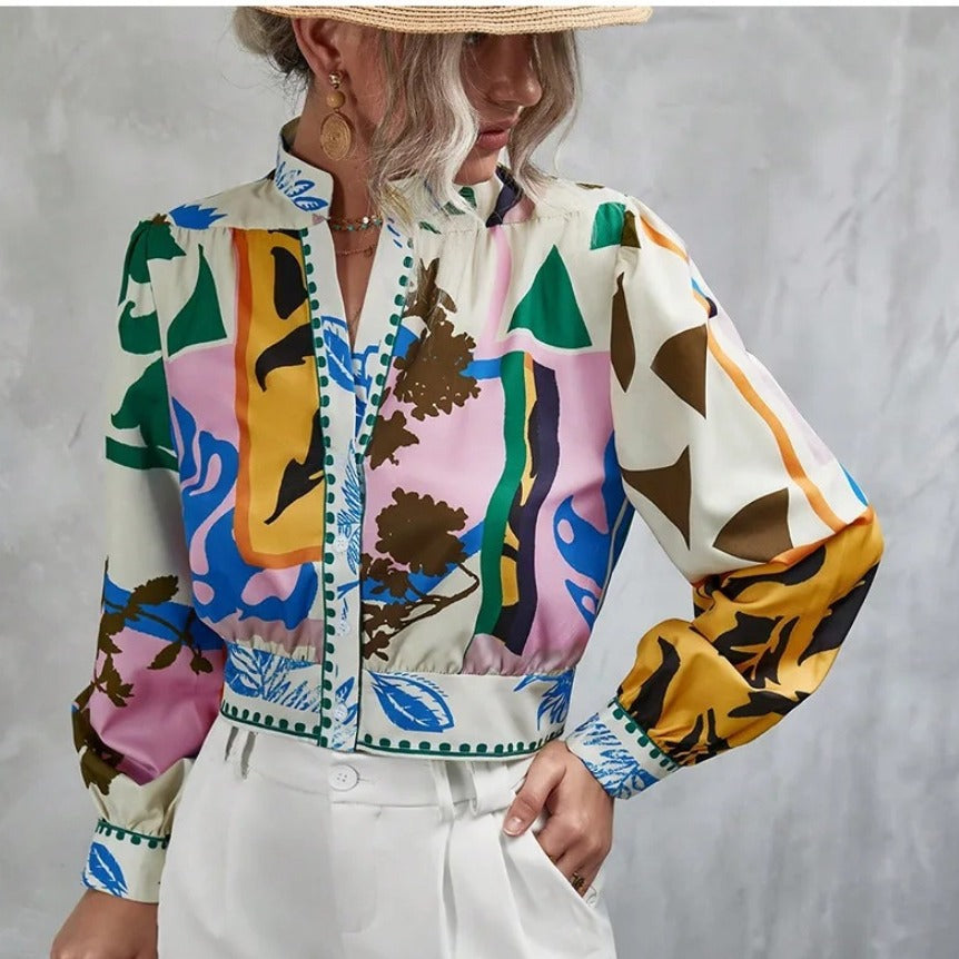Dame Mode Kort Jacka med detaljerat Blomtryck Eva Jonsson-Eva Jonsson