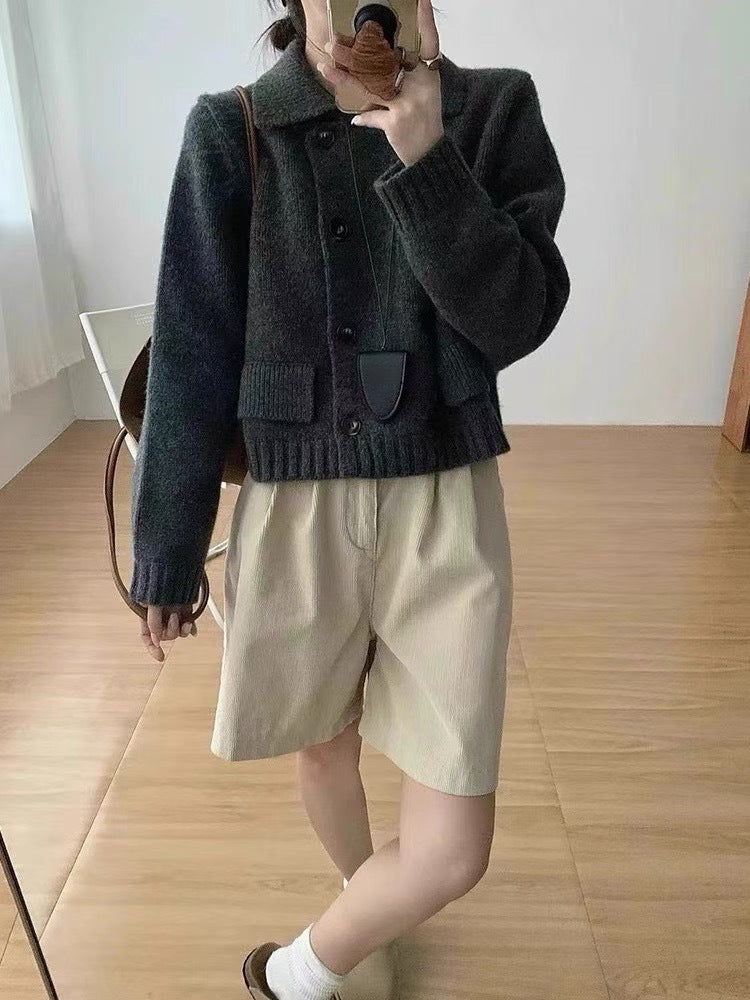 Dame Mode Stickad tröja med dubbel knappslå och rundhalsad Eva Jonsson-Eva Jonsson