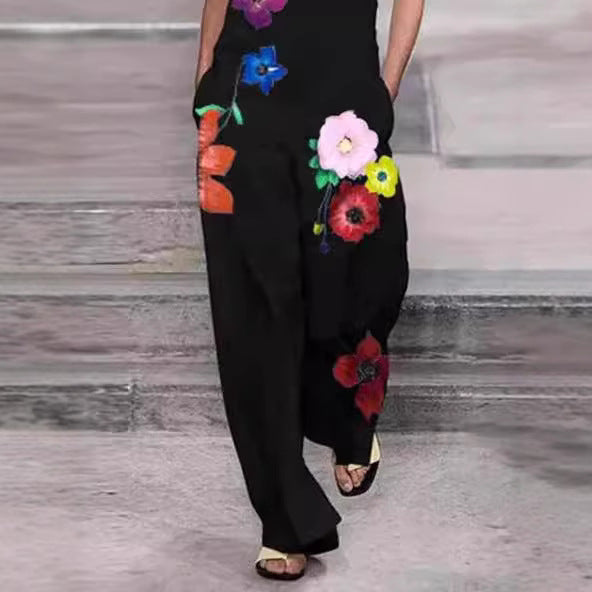 Dame Moderiktig Jumpsuit med blommönster och praktiska fickor Mirla-Eva Jonsson