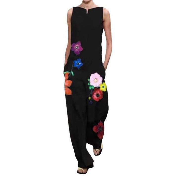 Dame Moderiktig Jumpsuit med blommönster och praktiska fickor Mirla-Eva Jonsson