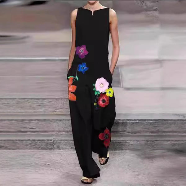 Dame Moderiktig Jumpsuit med blommönster och praktiska fickor Mirla-Eva Jonsson