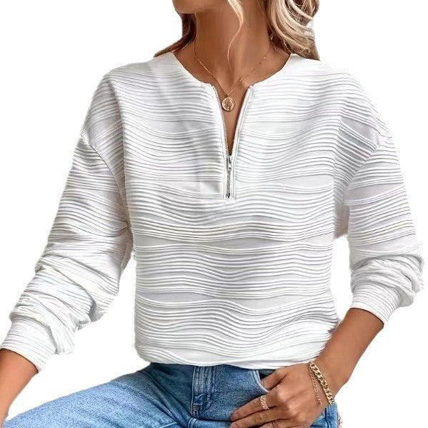 Dame Modernt Sweatshirt med halvvajer och strukturerad design Mirla-Eva Jonsson