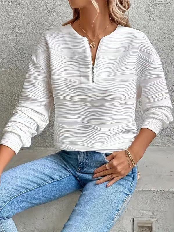 Dame Modernt Sweatshirt med halvvajer och strukturerad design Mirla-Eva Jonsson