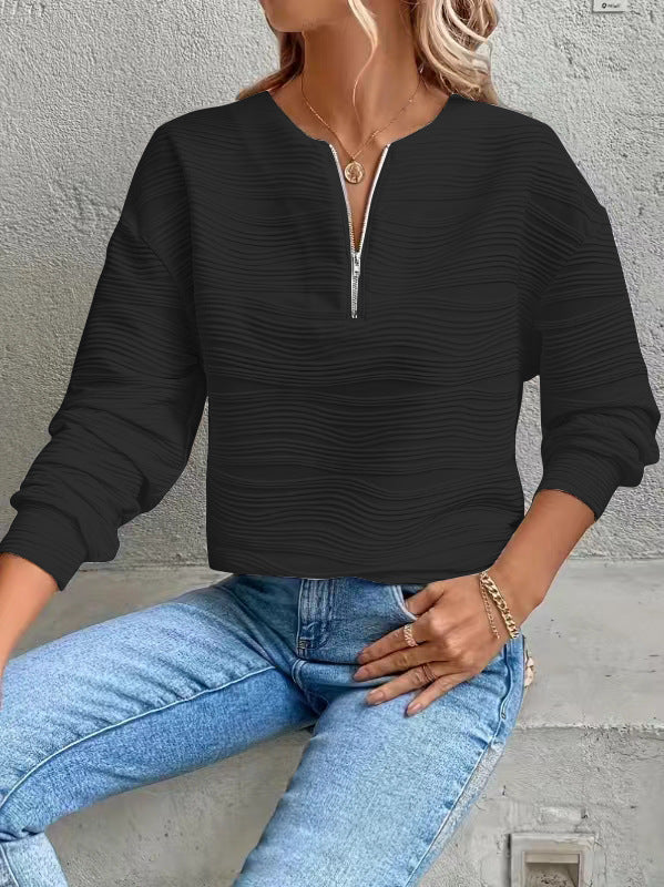 Dame Modernt Sweatshirt med halvvajer och strukturerad design Mirla-Eva Jonsson