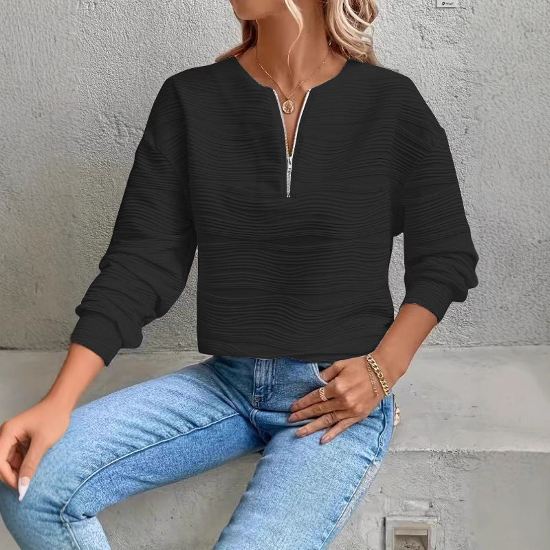 Dame Modernt Sweatshirt med halvvajer och strukturerad design Mirla-Eva Jonsson