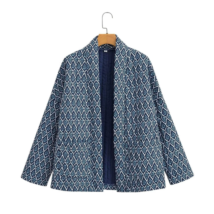 Dame Modische Kimono-Jacke mit einzigartigem geometrischem Druck Mirla-Eva Jonsson