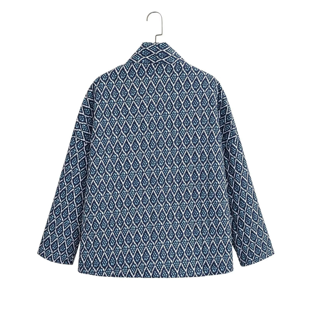 Dame Modische Kimono-Jacke mit einzigartigem geometrischem Druck Mirla-Eva Jonsson