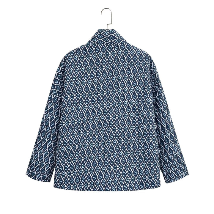 Dame Modische Kimono-Jacke mit einzigartigem geometrischem Druck Mirla-Eva Jonsson
