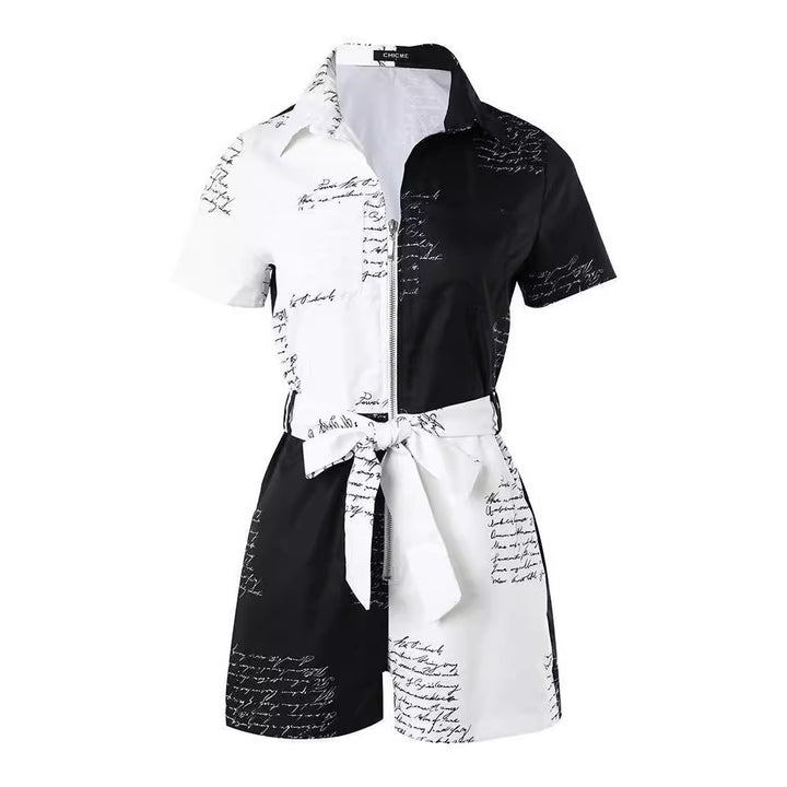 Dame Modish Jumpsuit med textdesign och figursydd passform Mirla-Eva Jonsson