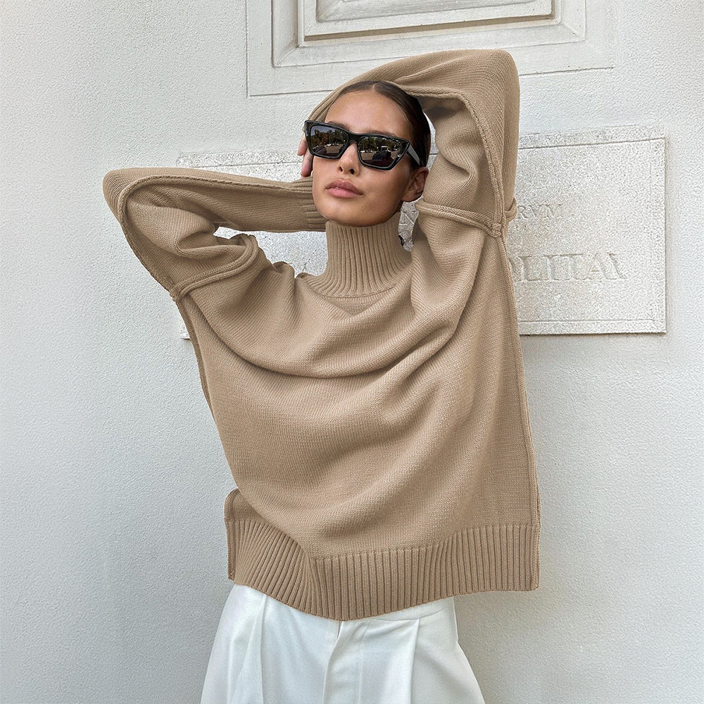 Dame Mysig Oversized Tröja med Ståkrage Mirla-Eva Jonsson