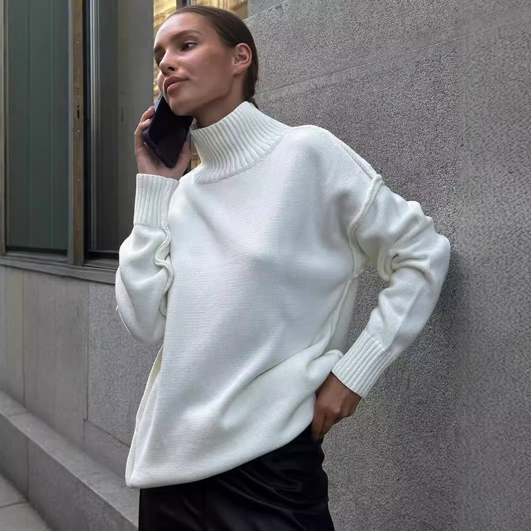 Dame Mysig Oversized Tröja med Ståkrage Mirla-Eva Jonsson