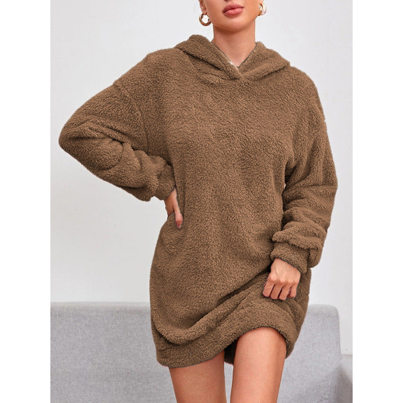 Dame Mysigt Oversized Hoodie Klänning i Mjuk Fleece Mirla-Eva Jonsson