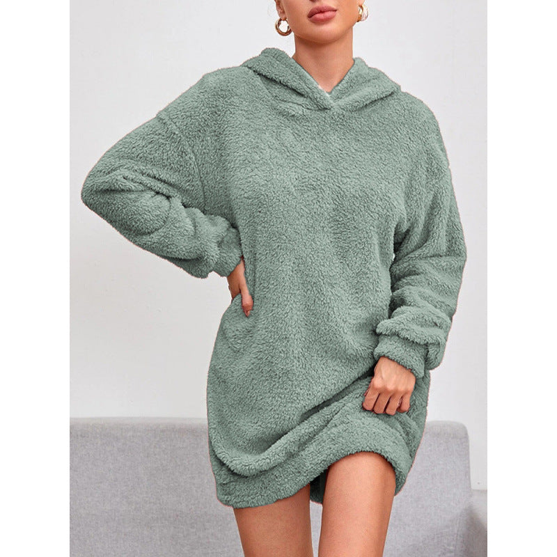 Dame Mysigt Oversized Hoodie Klänning i Mjuk Fleece Mirla-Eva Jonsson
