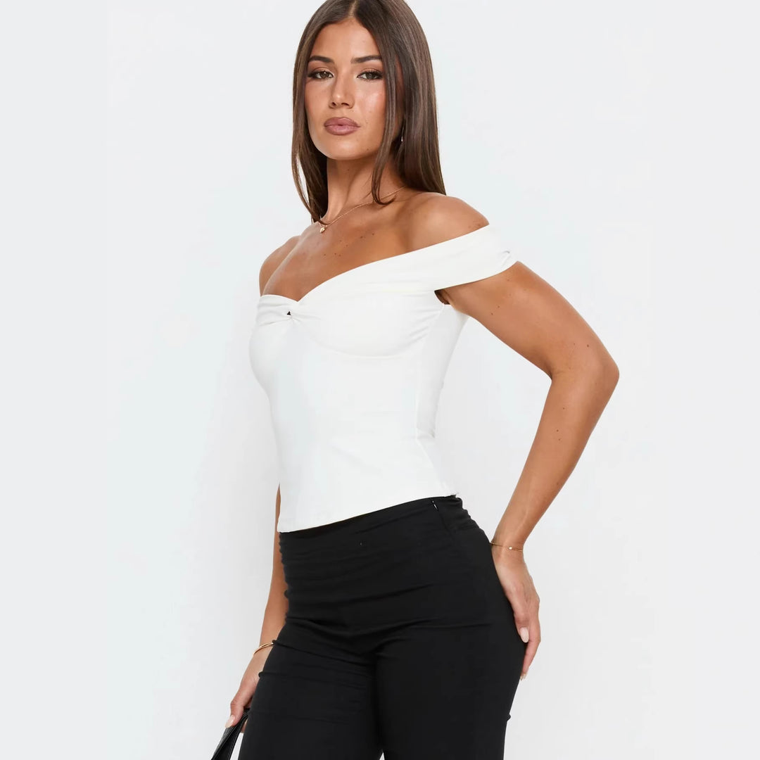 Dame Off-Shoulder Bustier-Top med rynkning Mirla-Eva Jonsson