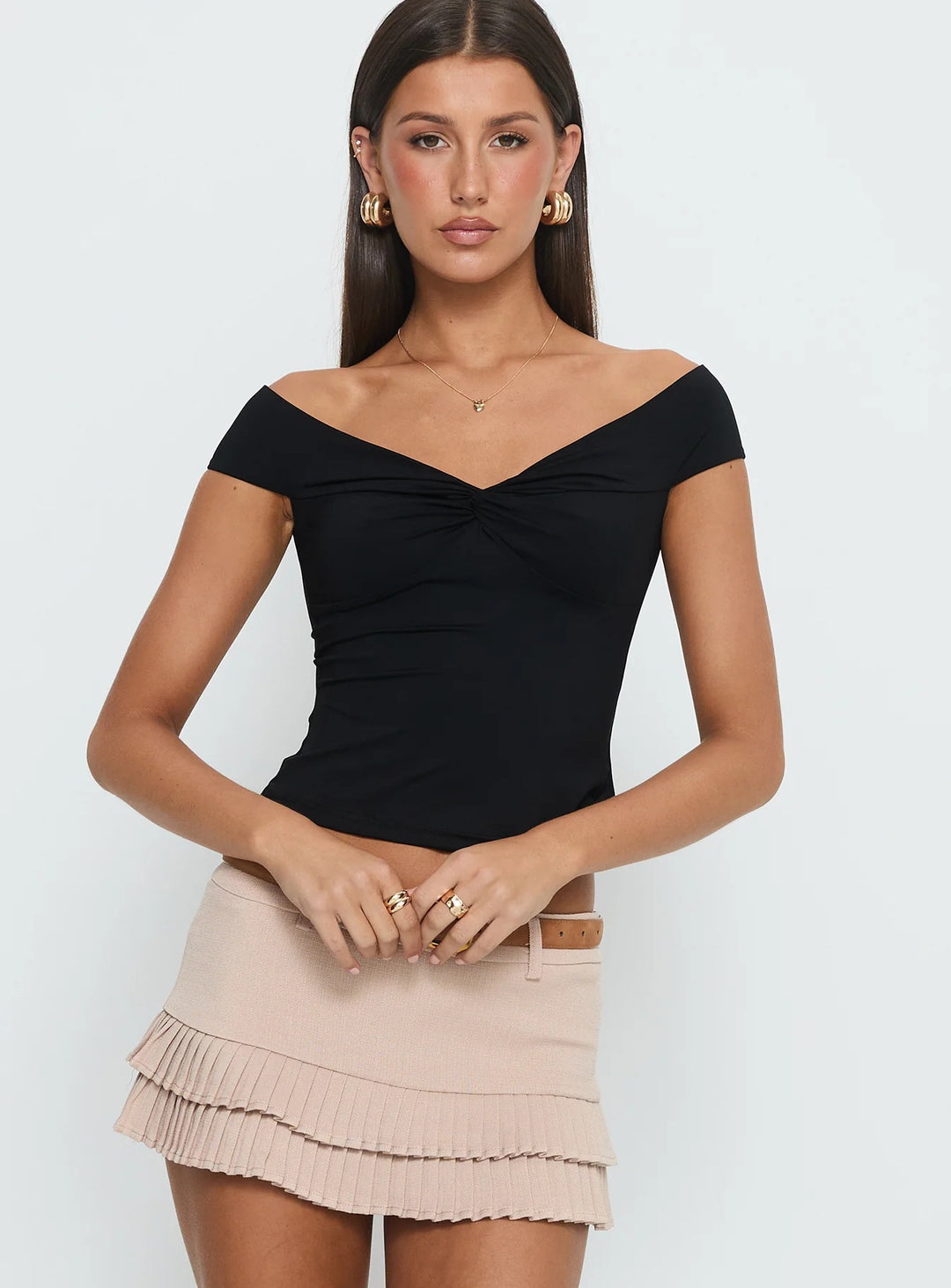 Dame Off-Shoulder Bustier-Top med rynkning Mirla-Eva Jonsson