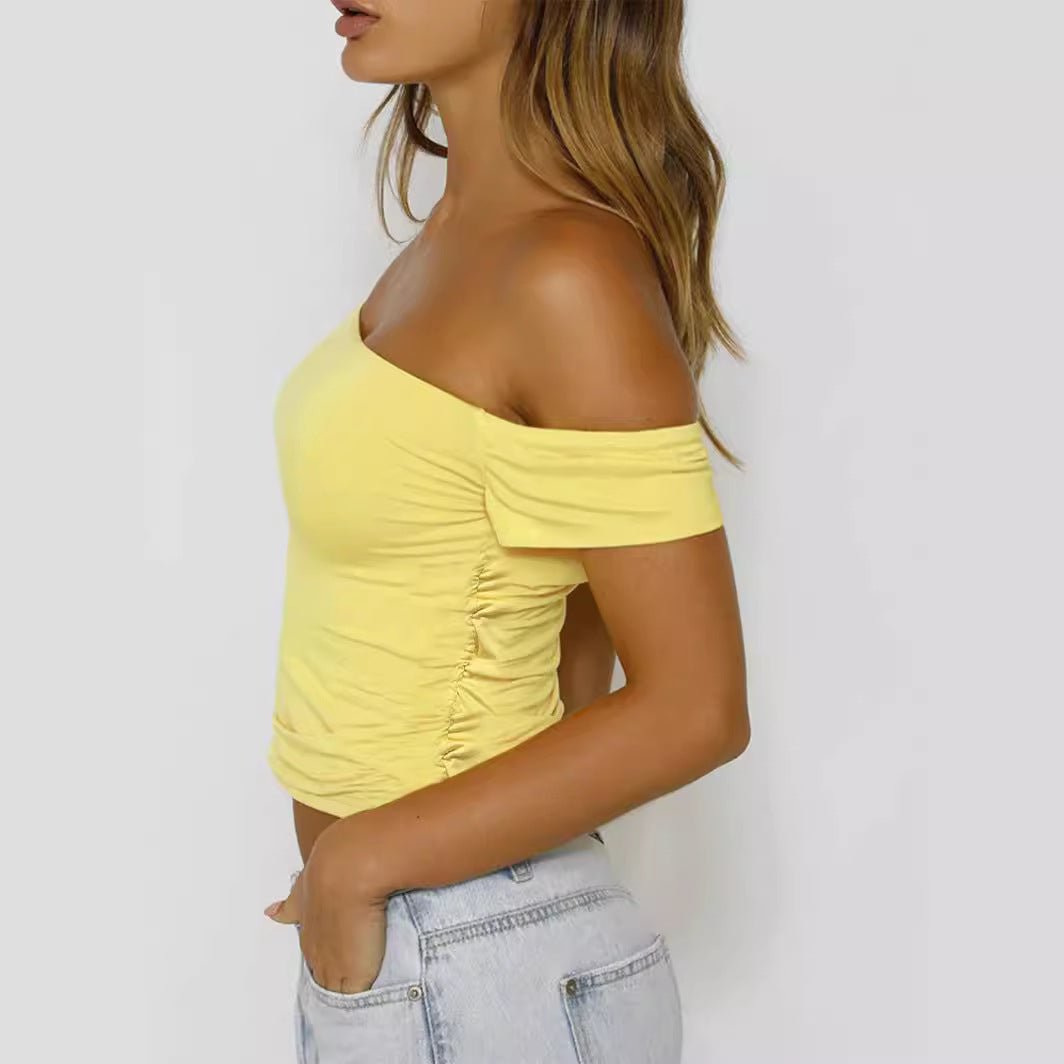 Dame Off-Shoulder Crop-Top med rynkning Mirla-Eva Jonsson