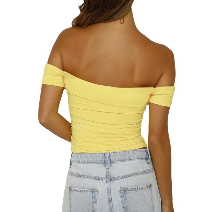 Dame Off-Shoulder Crop-Top med rynkning Mirla-Eva Jonsson